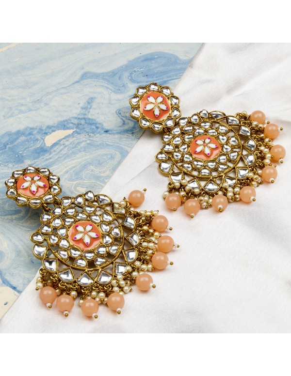 Jewels Galaxy Delicate Floral Kundan & Beads G...