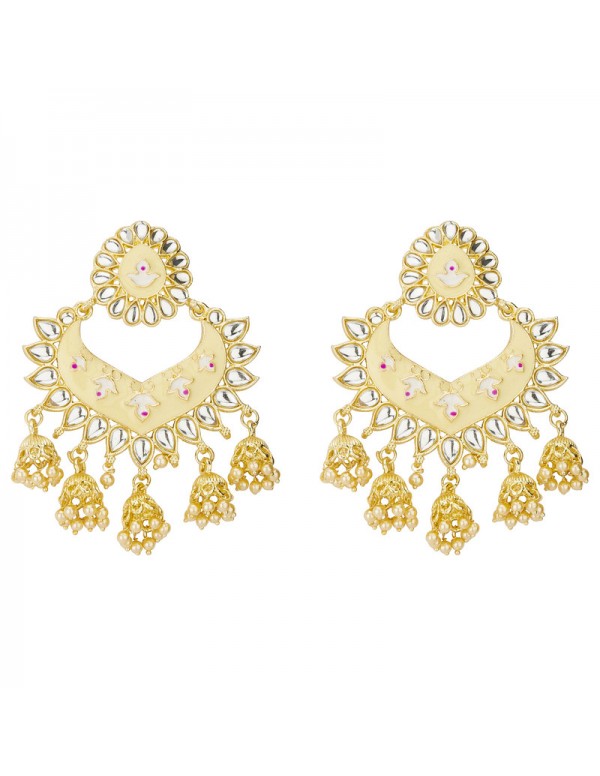 Jewels Galaxy Gold Plated Pearl studded Cream Chan...