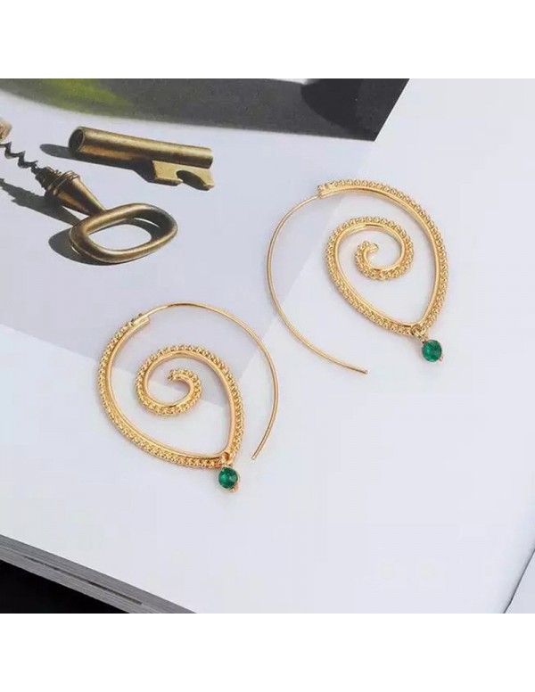 Jewels Galaxy Gold Plated Spiral Unique Waterdrop Dangle Statement Earrings
