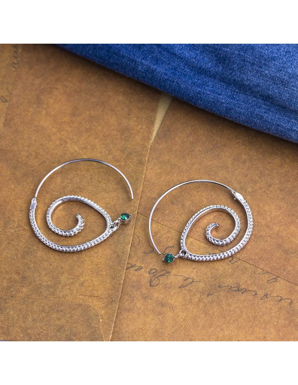Jewels Galaxy Silver Plated Spiral Unique Waterdrop Dangle Statement Earrings