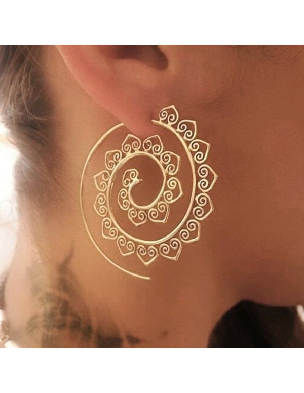 Jewels Galaxy Spiral Gold Plated Circular Drop Ear...