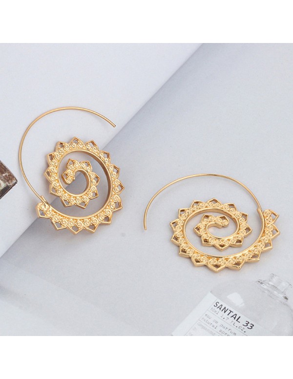 Jewels Galaxy Spiral Gold Plated Circular Drop Earrings