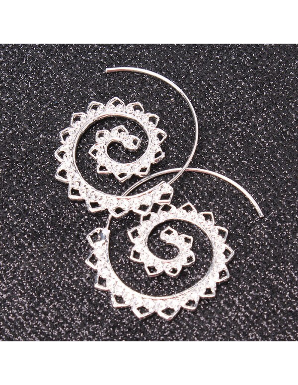 Jewels Galaxy Spiral Silver Plated Circular Drop Earrings