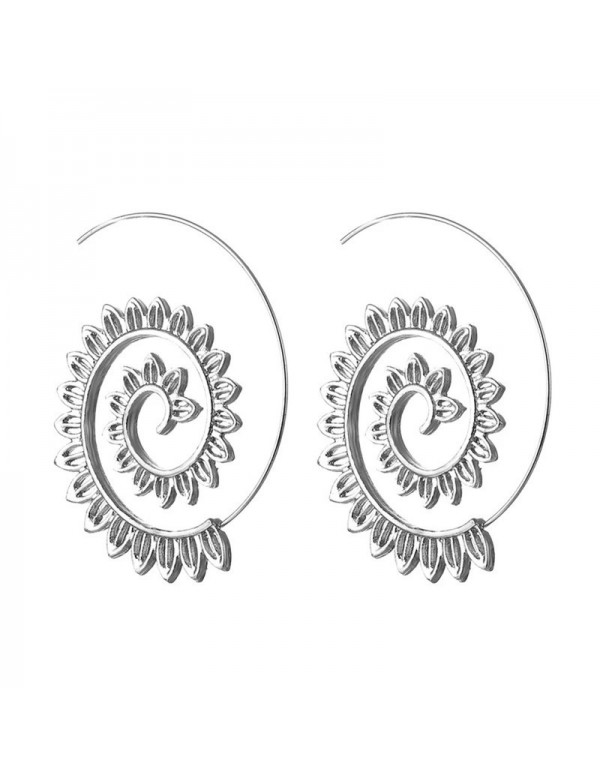 Jewels Galaxy Spiral Silver Plated Circular Drop Earrings