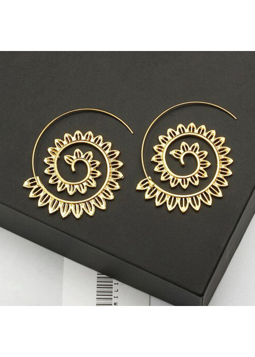 Jewels Galaxy Spiral Gold Plated Circular Drop Earrings