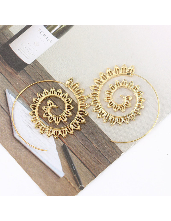 Jewels Galaxy Spiral Gold Plated Circular Drop Earrings