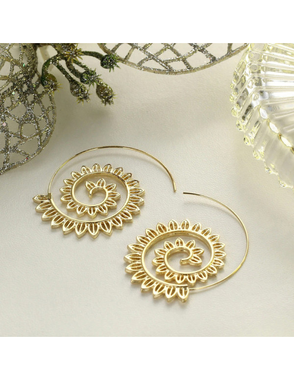 Jewels Galaxy Spiral Gold Plated Circular Drop Earrings