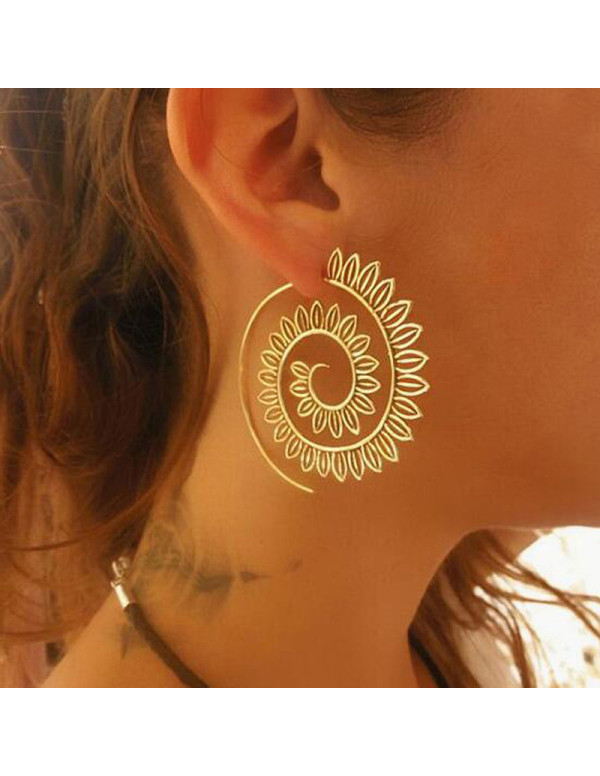 Jewels Galaxy Spiral Gold Plated Circular Drop Earrings