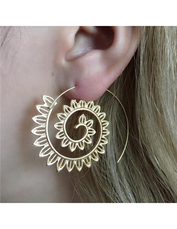 Jewels Galaxy Spiral Gold Plated Circular Drop Earrings