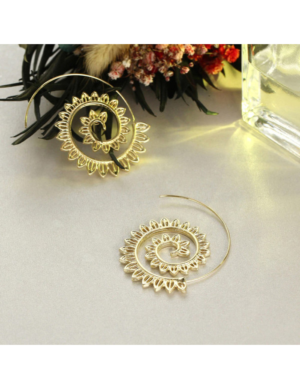 Jewels Galaxy Spiral Gold Plated Circular Drop Earrings