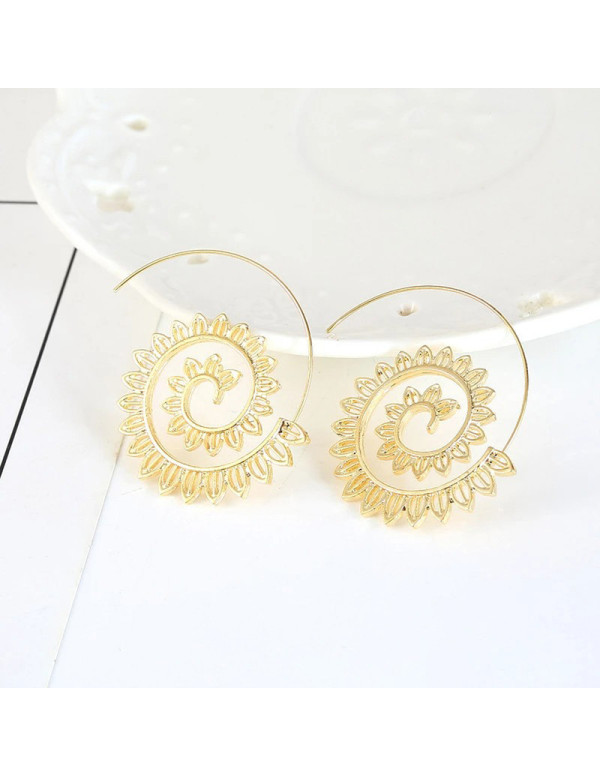 Jewels Galaxy Spiral Gold Plated Circular Drop Earrings