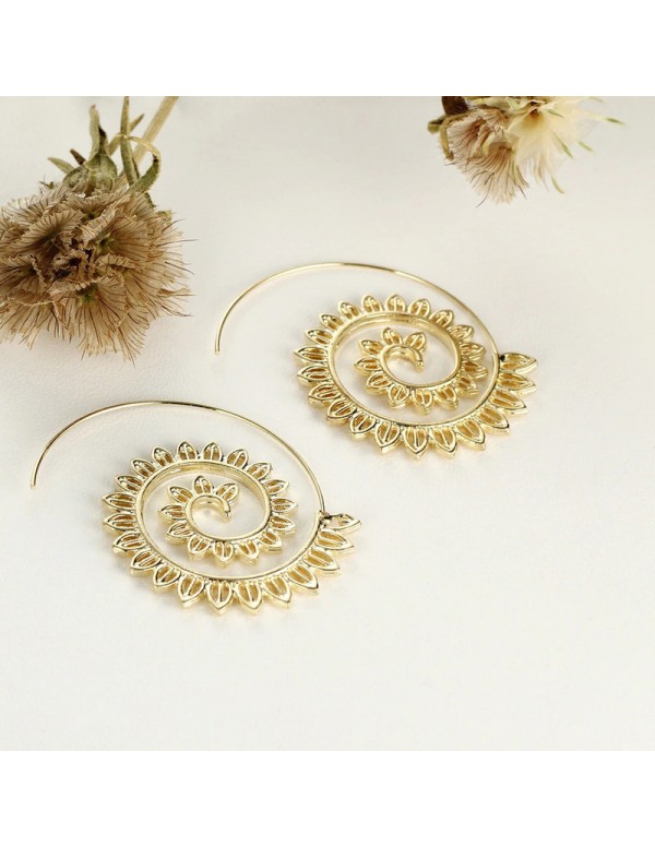 Jewels Galaxy Spiral Gold Plated Circular Drop Earrings