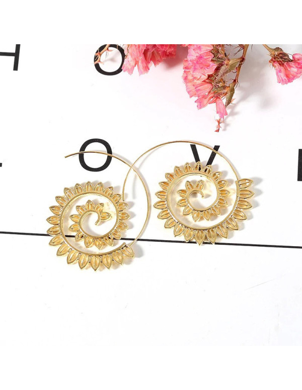 Jewels Galaxy Spiral Gold Plated Circular Drop Earrings