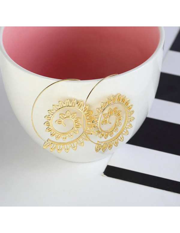 Jewels Galaxy Spiral Gold Plated Circular Drop Earrings