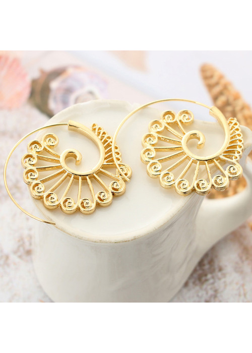 Jewels Galaxy Spiral Gold Plated Circular Drop Earrings