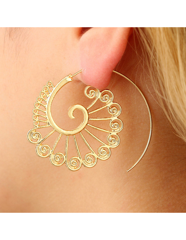 Jewels Galaxy Spiral Gold Plated Circular Drop Ear...