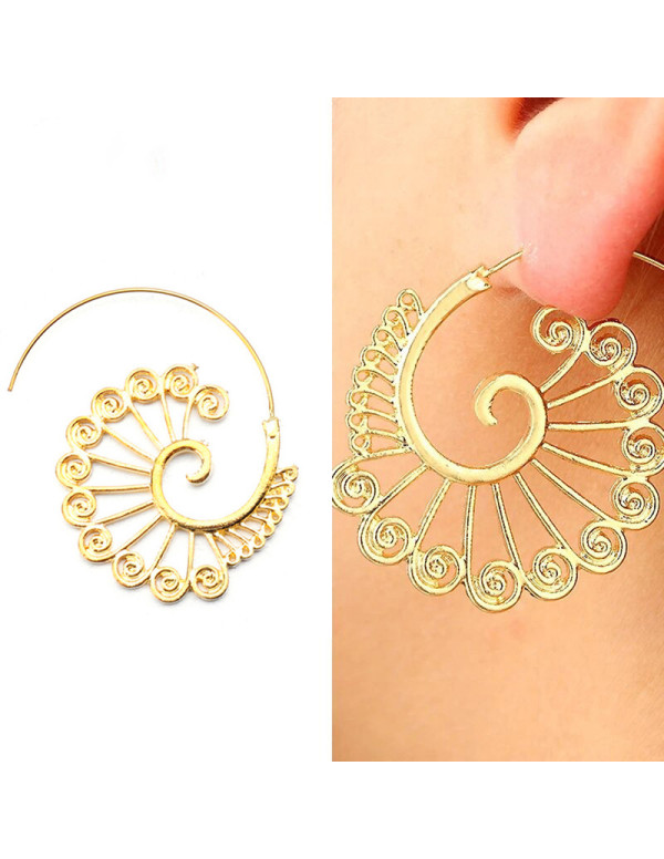 Jewels Galaxy Spiral Gold Plated Circular Drop Earrings