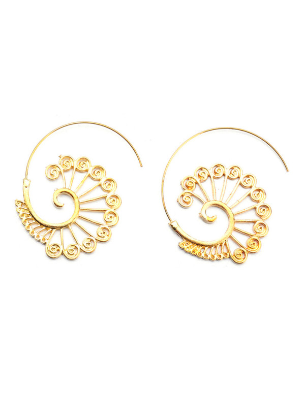 Jewels Galaxy Spiral Gold Plated Circular Drop Earrings