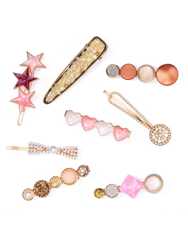 Jewels Galaxy AD & Pearl Heart Hair Clips Jewe...