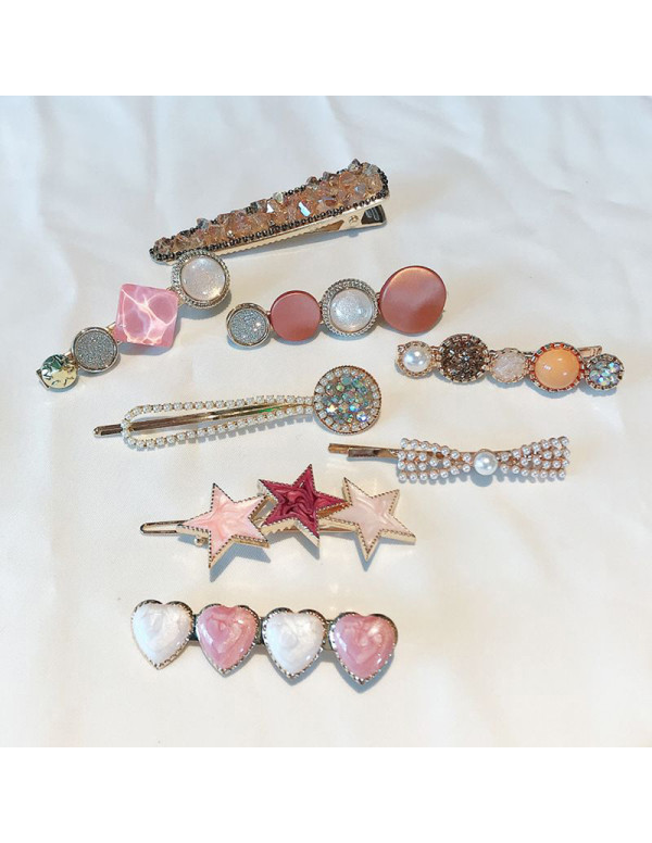 Jewels Galaxy AD & Pearl Heart Hair Clips Jewellery For Women 6602