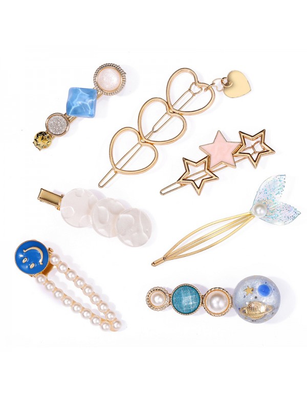 Jewels Galaxy Heart Pearl & AD Hair Clips Jewellery For Women 6603