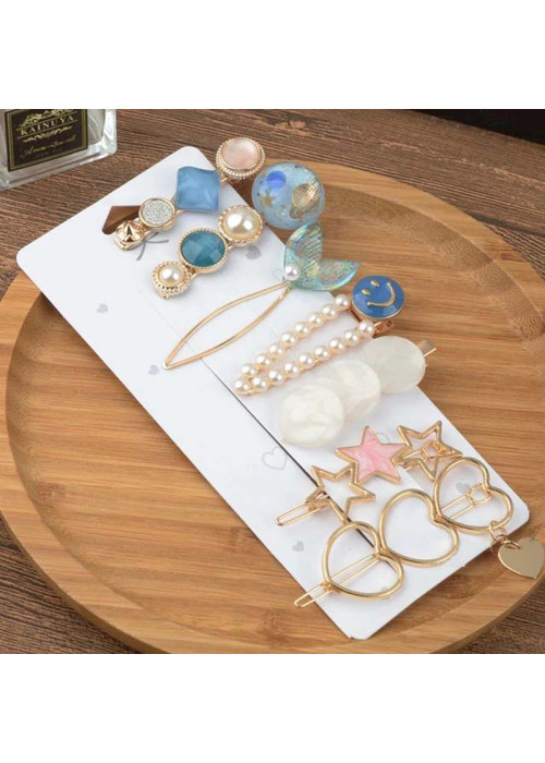 Jewels Galaxy Heart Pearl & AD Hair Clips Jewellery For Women 6603