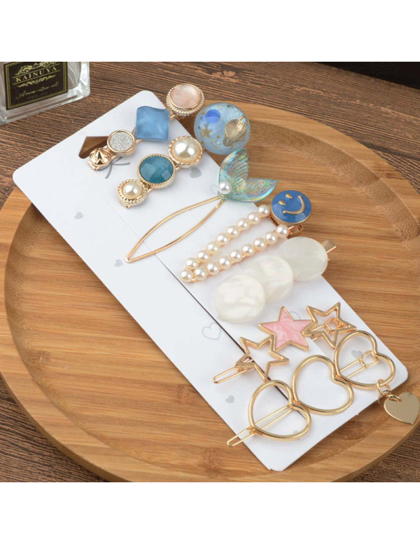 Jewels Galaxy Heart Pearl & AD Hair Clips Jewellery For Women 6603