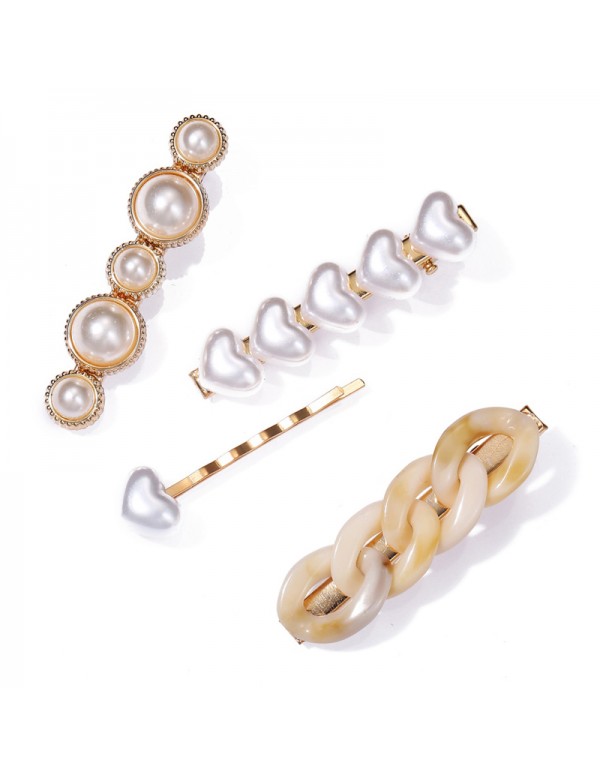 Jewels Galaxy Heart Design Pearl Hair Clips Jewellery For Women 6604