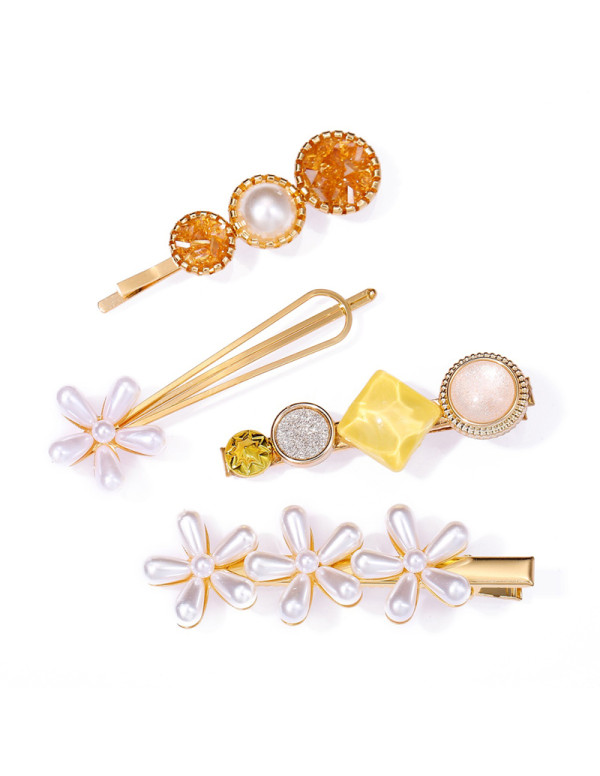 Jewels Galaxy Flower Pearl Hair Clips Jewellery For Women 6607