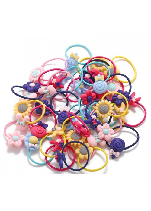 Jewels Galaxy Adorable Floral Multicolour Rubber Band for Women and Girls (Pack of 30)