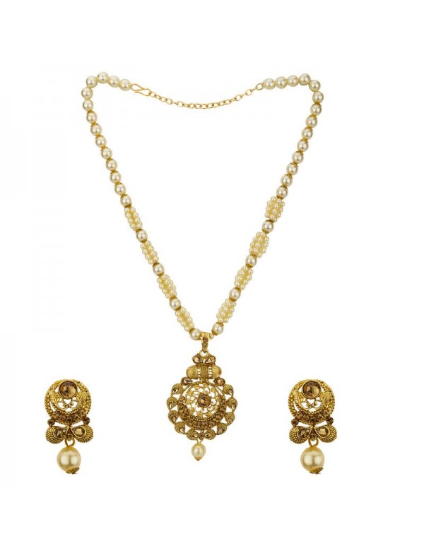 Jewels Galaxy Gold-Toned GP Pearl Necklace Set 44014