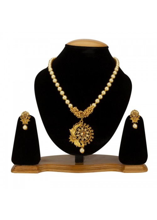 Jewels Galaxy Gold-Toned GP Pearl Necklace Set 44015