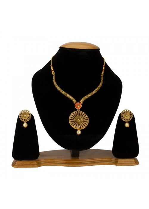 Jewels Galaxy Gold-Toned GP AD Necklace Set 44017