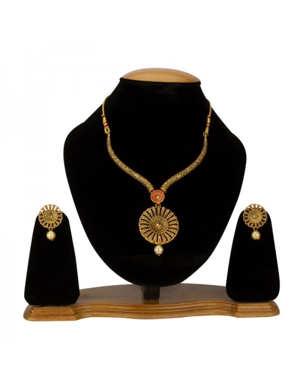 Jewels Galaxy Gold-Toned GP AD Necklace Set 44017