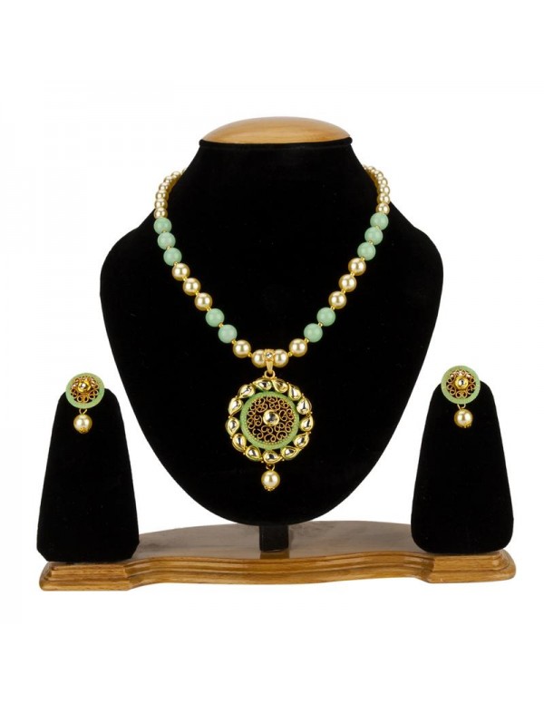 Jewels Galaxy Green GP Kundan studded Pearl Neckla...