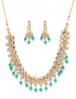 Jewels Galaxy Green Gold-Plated Stone-St...