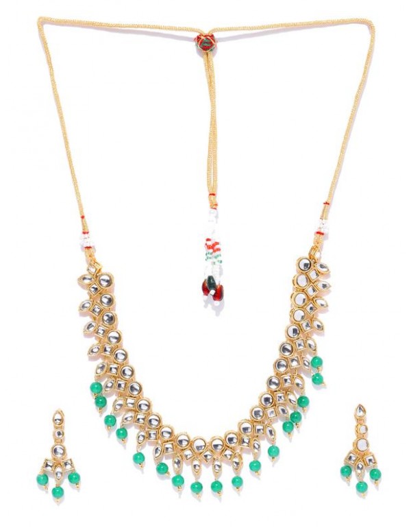 Jewels Galaxy Green Gold-Plated Stone-Studded &...