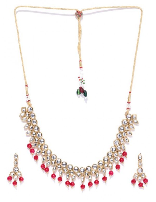 Jewels Galaxy Red Gold-Plated Stone-Studded & ...
