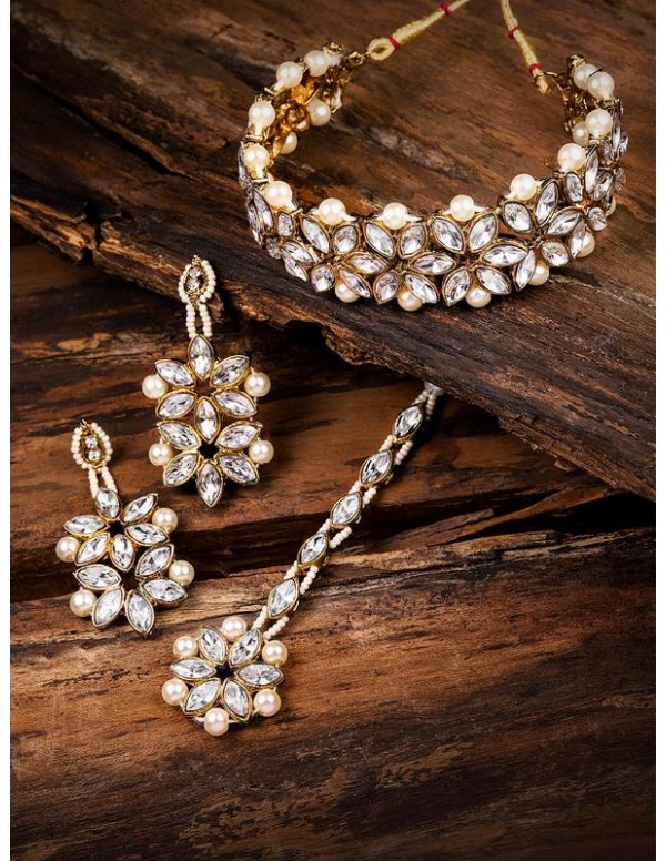 Jewels Galaxy Gold-Toned- Gold Plated AD Studded N...