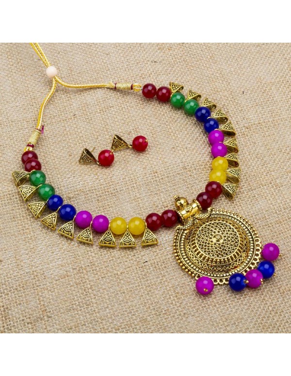 Jewels Galaxy Gold-Toned GP Multi Pearl Necklace S...