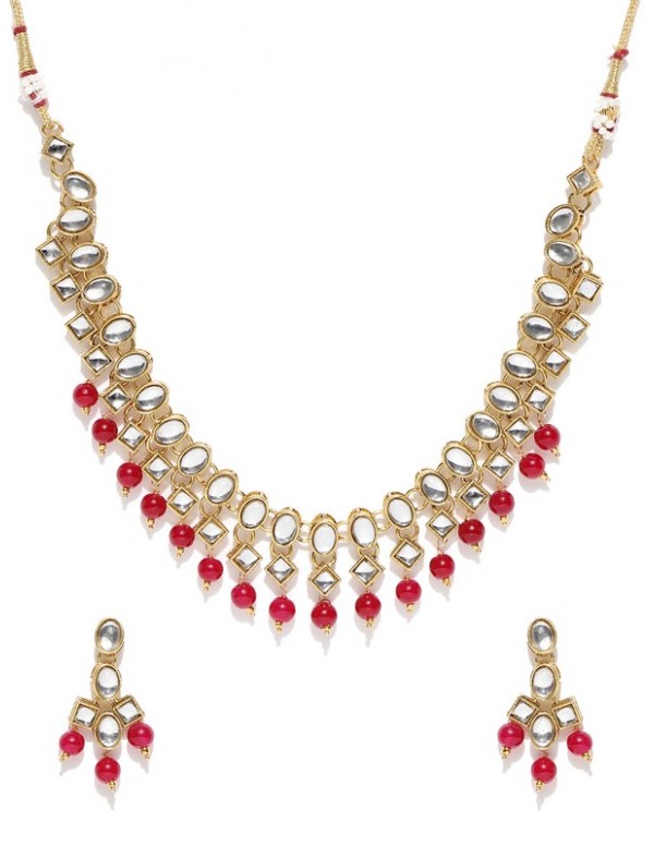 Jewels Galaxy Red Gold-Plated Stone-Studded & ...