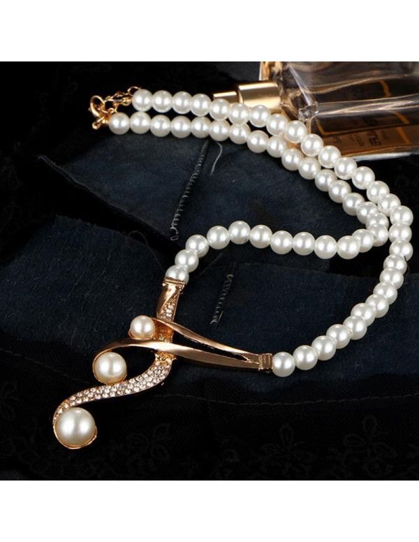 Jewels Galaxy White & Gold-Toned Gold-Plated Pearl-Studded Necklace Set 44093