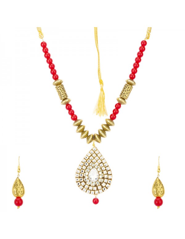 Jewels Galaxy Red Gold Plated Stone Studded & ...