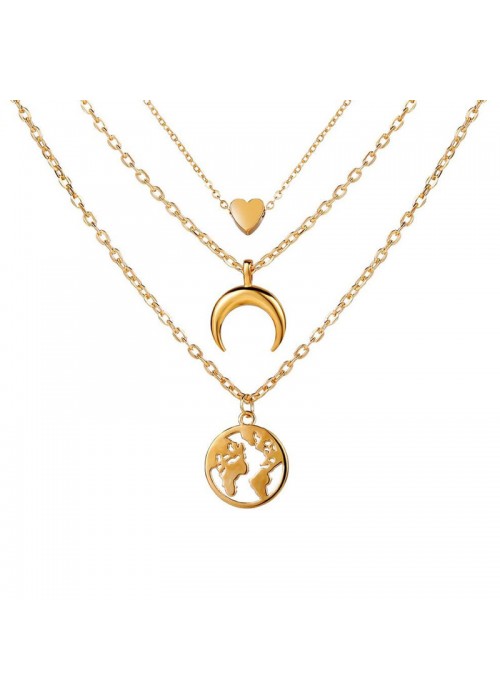Jewels Galaxy Gold Plated Trending Globe Inspired Layered Necklace Set (CT-NCK-44161) 44161