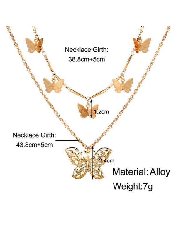 Jewels Galaxy Gold Plated Butterfly Inspired Layered Necklace (CT-NCK-44165) 44165