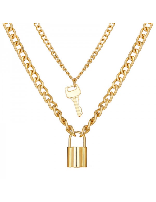 Jewels Galaxy Stunning Gold Plated Lock Key Design...