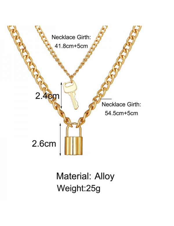 Jewels Galaxy Stunning Gold Plated Lock Key Design Necklace For Women/Girls 44166