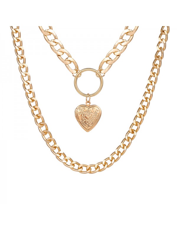 Jewels Galaxy Marvelous Heart Gold Plated Necklace For Women/Girls 44167