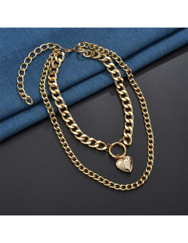 Jewels Galaxy Marvelous Heart Gold Plated Necklace For Women/Girls 44167