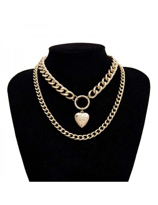 Jewels Galaxy Marvelous Heart Gold Plated Necklace For Women/Girls 44167